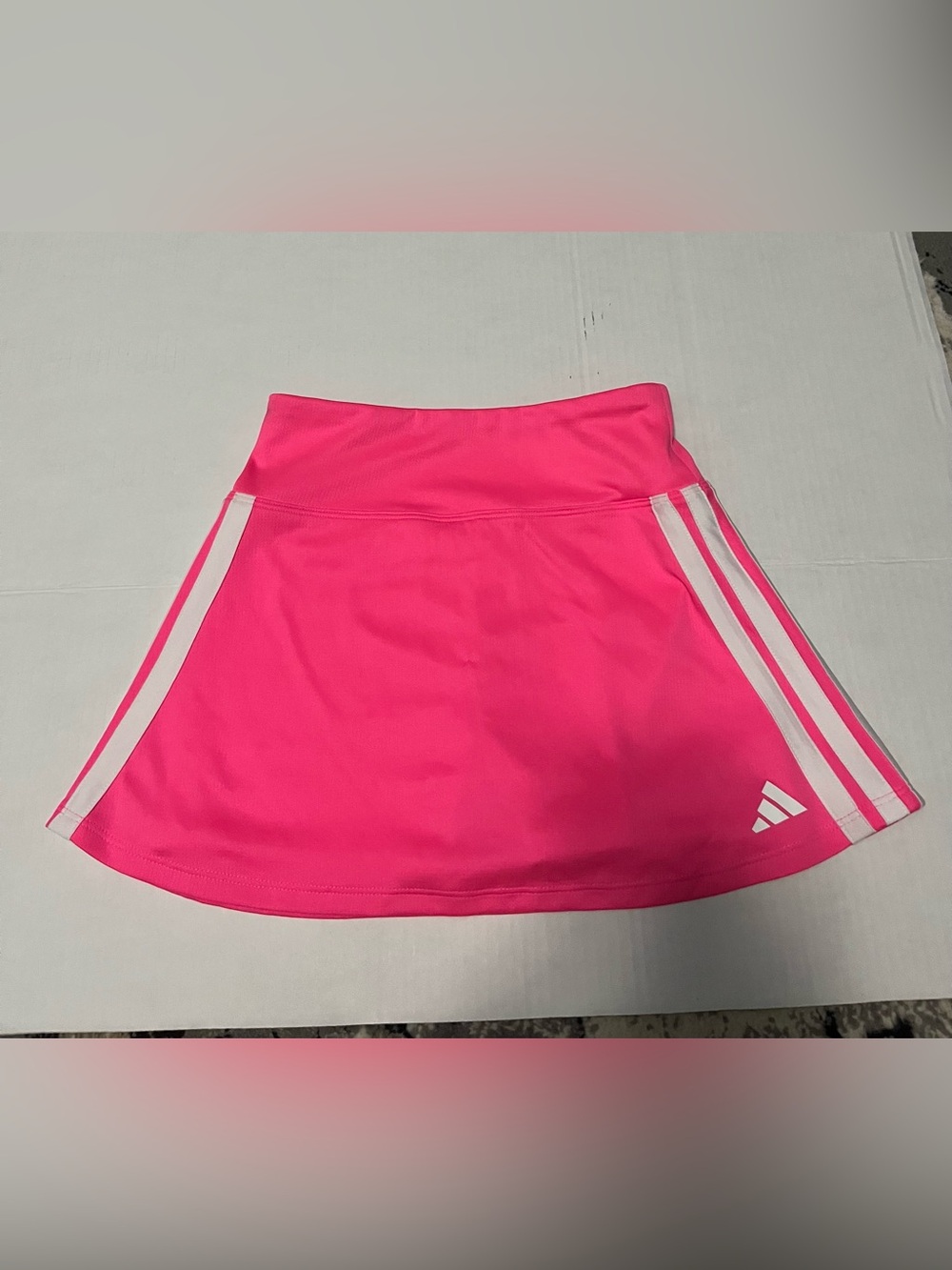 adidas Hot Pink Girls' Athletic Skort with White Stripes